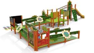 CESMXSR inclusivo self ramp. struttura multifunzione inclusiva con rampa 11m per salita autonoma con carrozzina. Rampa pendenza 6% con 2 pianerottoli. Torre di arrivo molto spaziosa 2,4x2,25m. Ponte corde di collegamento alla torre h145 con scivolo e rampa di arrampicata. la torre alta ha una panca nella parte sotto. 14 pannelli ludici lungo il percorso e sulla piattaforma. scivolo h 95cm con pedana di ausilio per chi è in carrozzina.