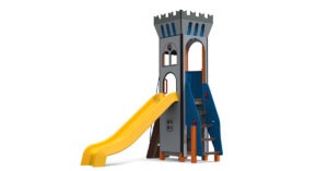 Castello per parco giochi multifunzione linea Feudo . Struttura in alluminio, acciaio e polietilene. attrezzatura ludica stileurbano