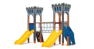 Castello per parco giochi multifunzione linea Feudo . Struttura in alluminio, acciaio e polietilene. attrezzatura ludica stileurbano